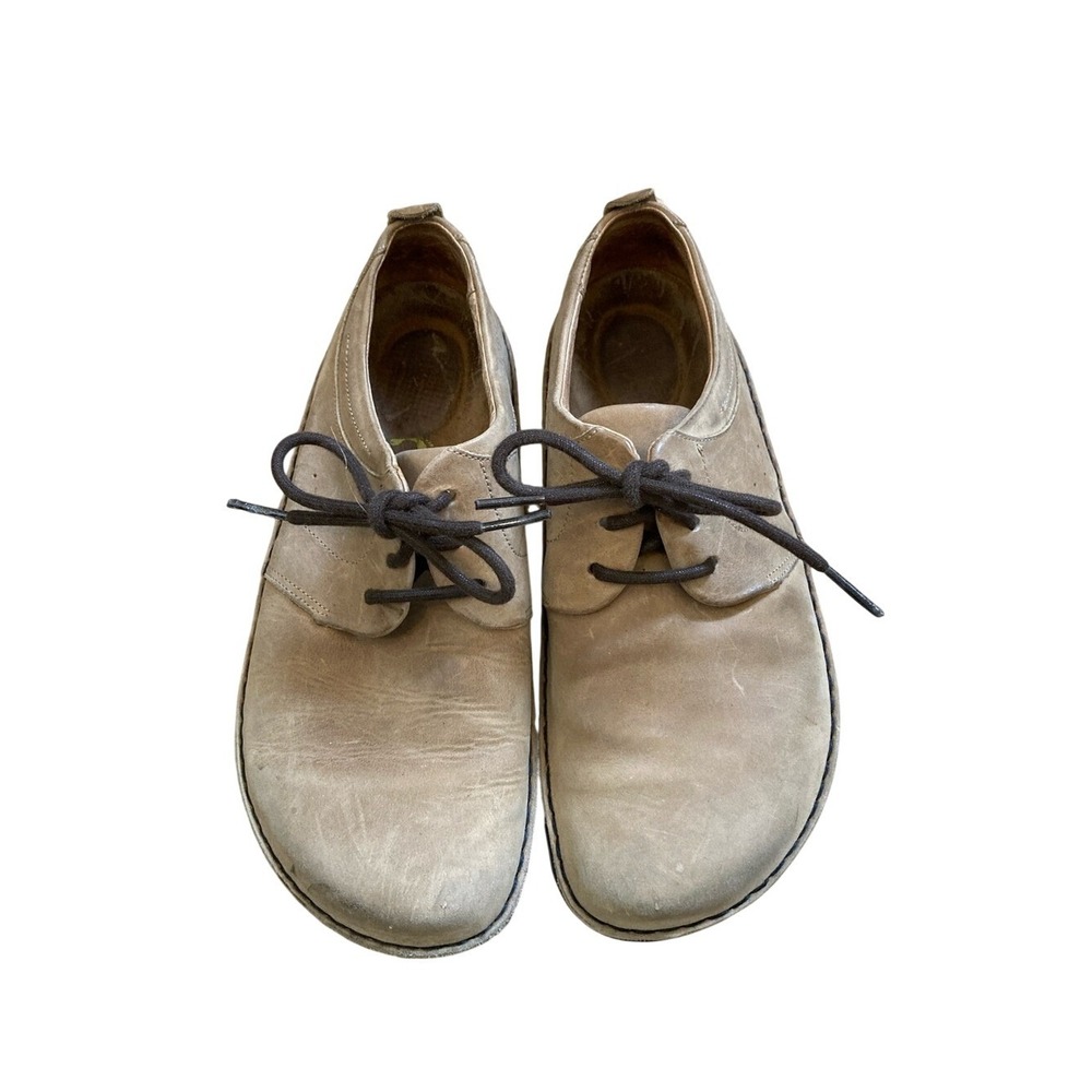 Birkenstock Womens Tan Leather Footprint Oxfords Size 38 Wide Toe Lace Up Shoes